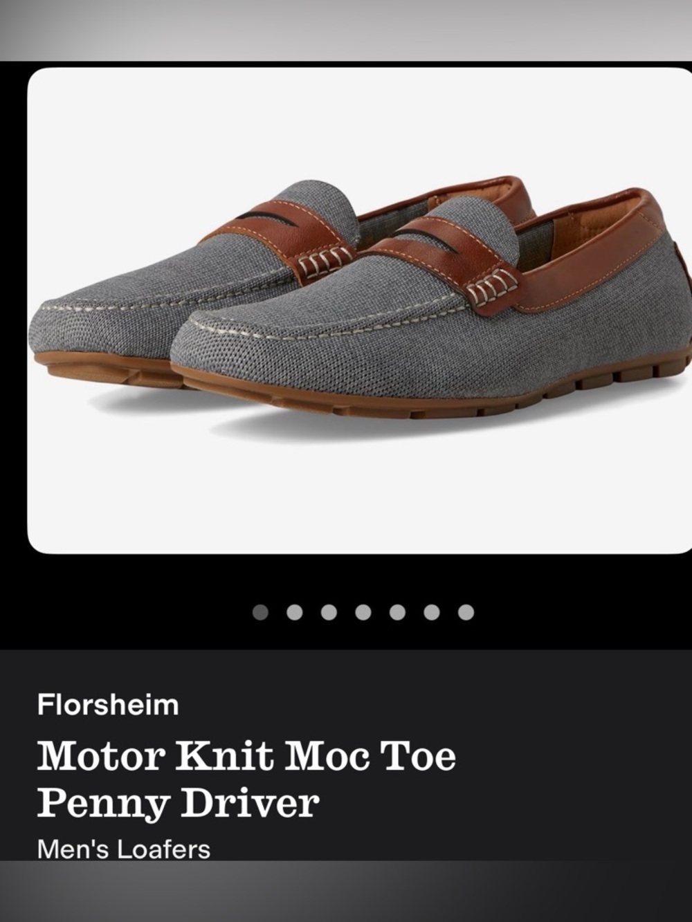 Florsheim Gray Knit Penny Driver Loafers with Brown Leather Trim 8